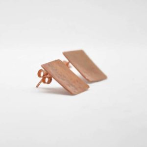 Square Forged Earrings Pink-Gold