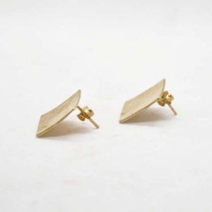 Square Forged Gold Earrings