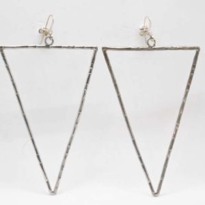 Boho Earrings Triangles Forged Silver