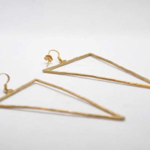 Boho Earrings Triangles Forged Gold