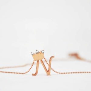 Necklace Monogram Crown Pink-Gold