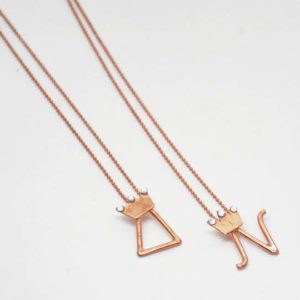 Necklace Monogram Crown Pink-Gold