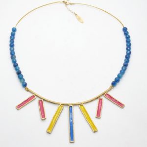 Lorikeet Colorful Gold Stones Necklace