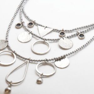 Boho Necklace In Three Rows Silver