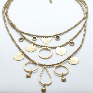Boho Necklace In Three Rows Gold