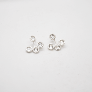 Double Earrings With Crystals Silver