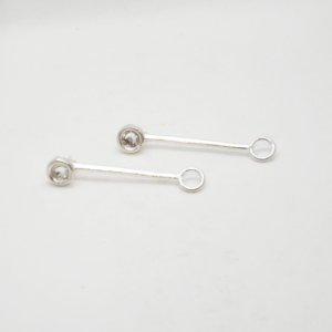 Minimal Earrings With Crystal Silver
