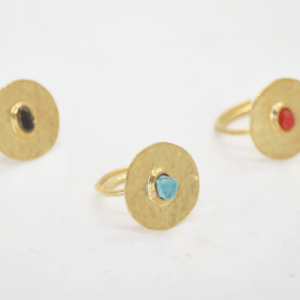 Gouldian Ring With Coin And Gold Stone