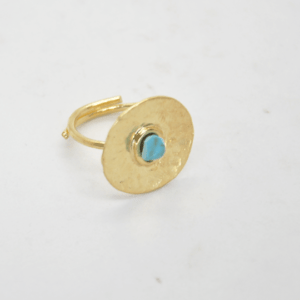 Gouldian Ring With Coin And Gold Stone