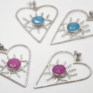 Barn Hearts Earrings With Silver Stone