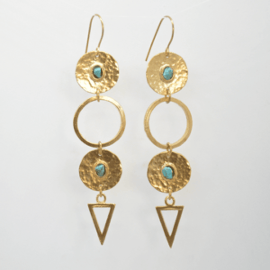 Gouldian Earrings With Gold Coins And Stones