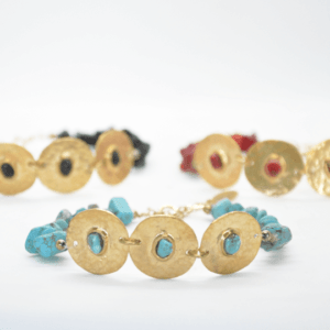Gouldian Bracelet With Coins And Gold Stones