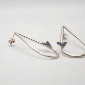 Teardrop Earrings With Silver Heart