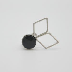 Parotia Ring With Rhombuses And Silver Stone
