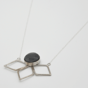 Parotia Long Necklace With Rhombus And Silver Stone