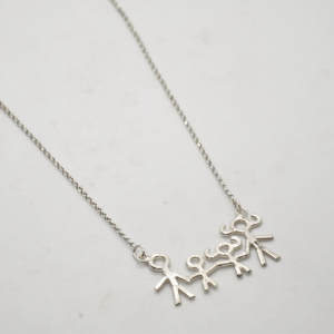 Necklace With Family 4 People Silver
