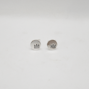 Earrings With Engraved Silver Crown