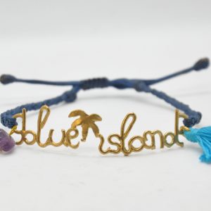 Blue Island Macrame Gold Bracelet
